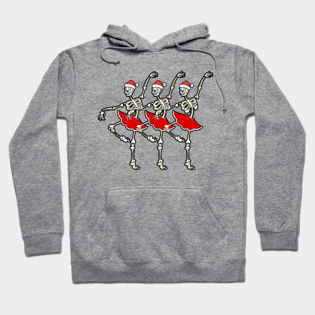 Skeleton Ballerinas Funny Christmas Gift Hoodie by BusyMonkeyDesign